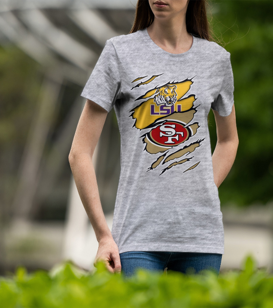 LSU Tigers San Francisco 49ers Ripped T-Shirt