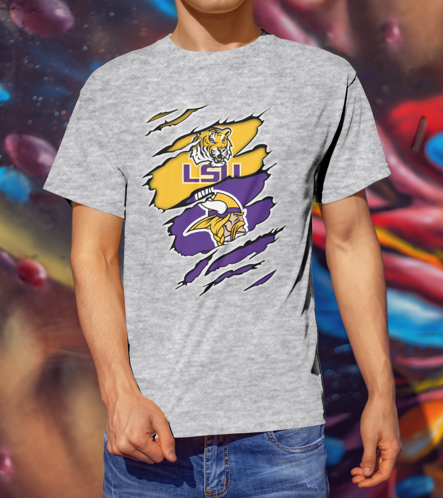LSU Tigers Vikings Ripped T-Shirt