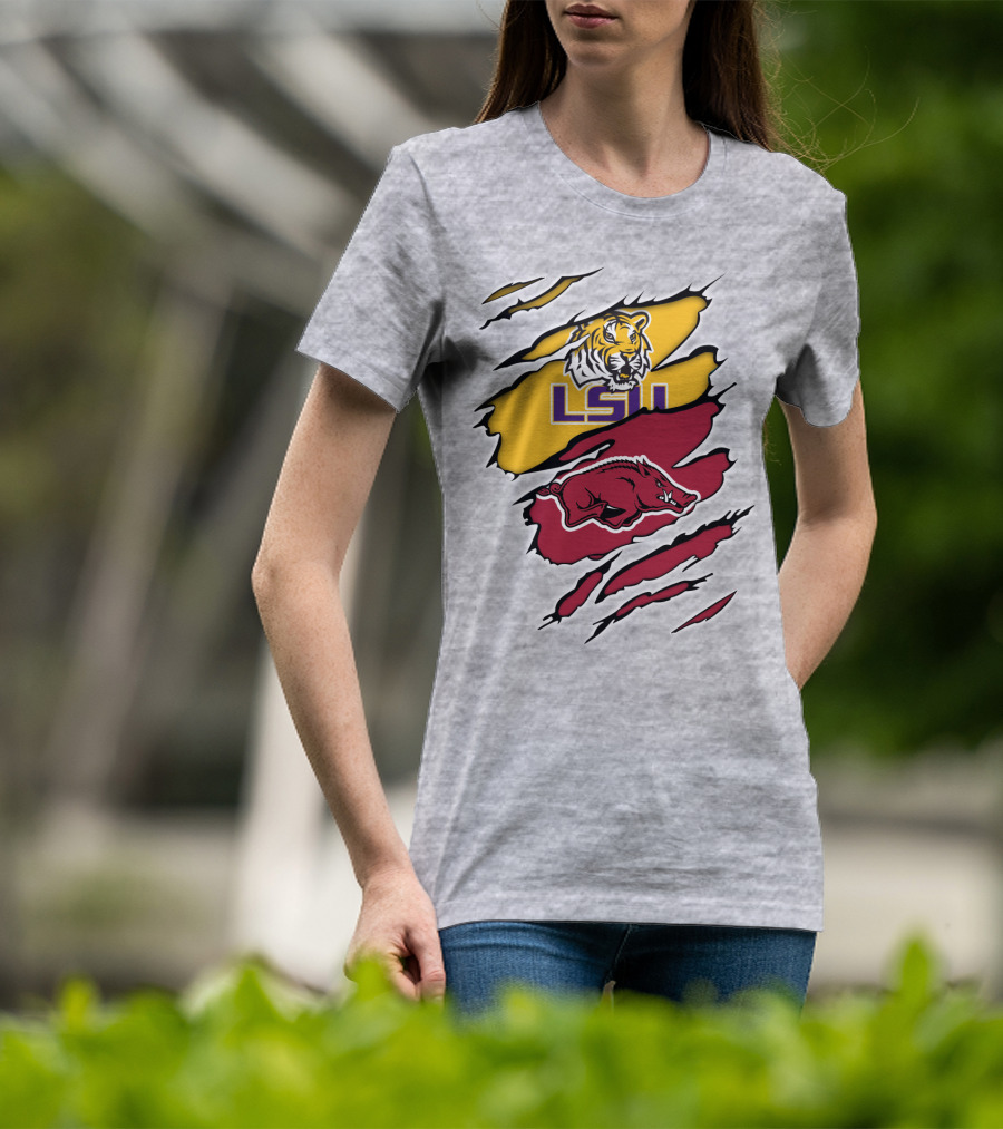LSU Tigers Arkansas Razorbacks Rivalry Claw Marks T-Shirt
