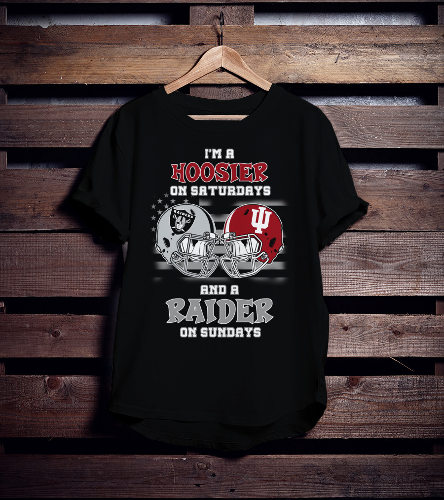 I'm A Hoosier On Saturdays And A Raider On Sundays Helmet T-Shirt