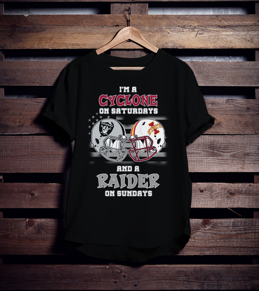 I'm A Cyclone On Saturdays And A Raider On Sundays Iowa State Raiders Helmet T-Shirt