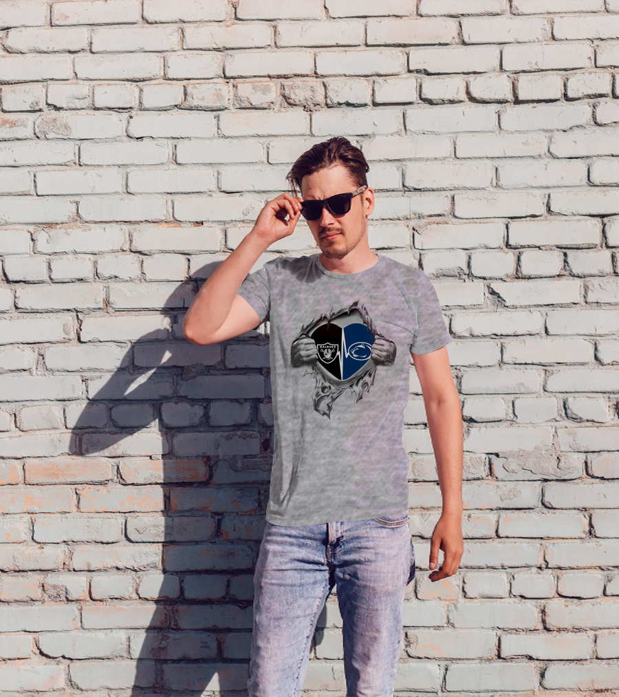 Raiders Penn State Heartbeat Duel Symbol Fusion T-Shirt