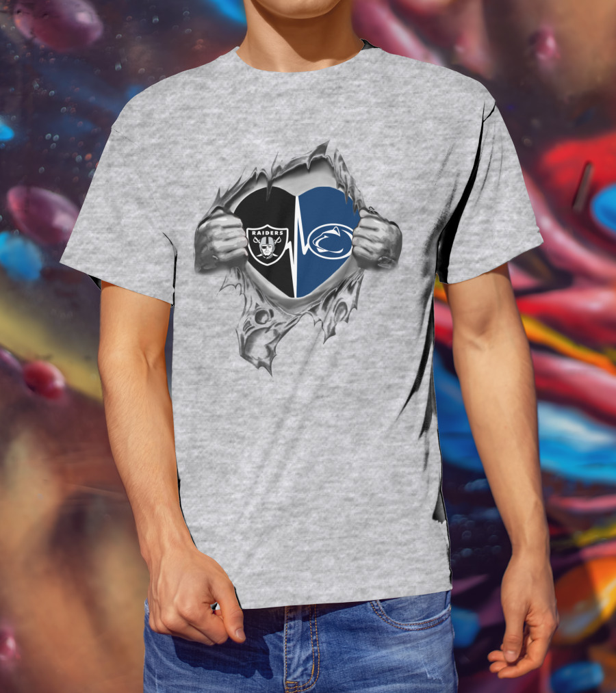 Raiders Penn State Heartbeat Duel Symbol Fusion T-Shirt