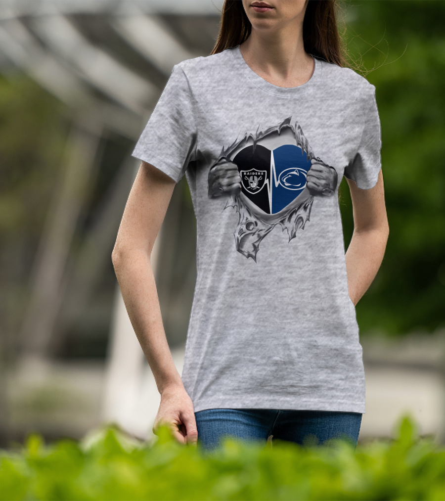 Raiders Penn State Heartbeat Duel Symbol Fusion T-Shirt