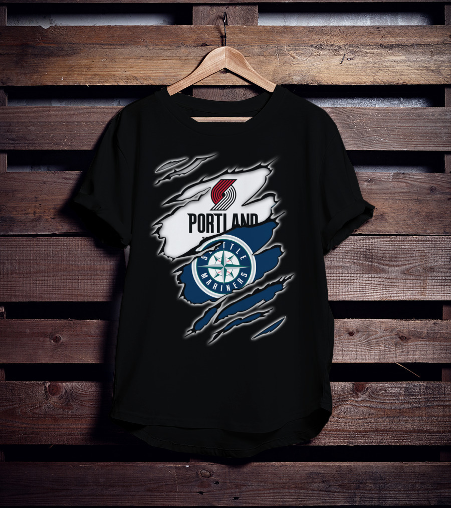Portland Blazers Seattle Mariners Fan Collaboration T-Shirt