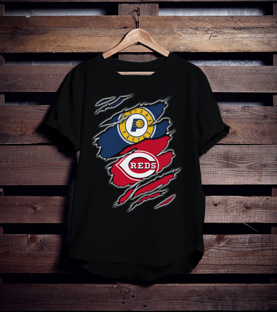 Indiana Pacers Cincinnati Reds Logo Mashup T-Shirt