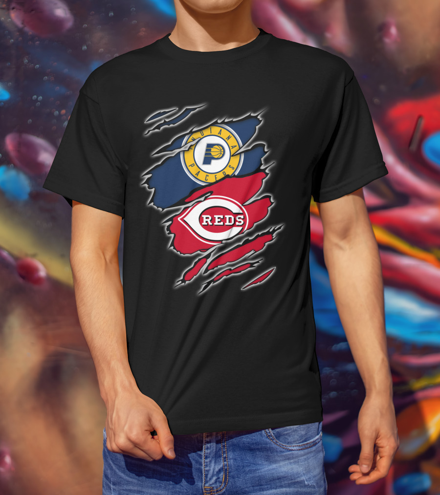 Indiana Pacers Cincinnati Reds Logo Mashup T-Shirt