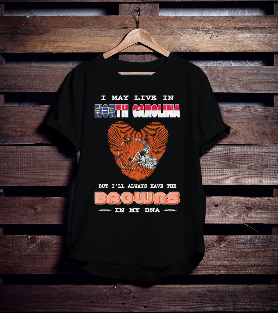 North Carolina Browns Fan Heart Fingerprint Logo Always In My Dna T-Shirt