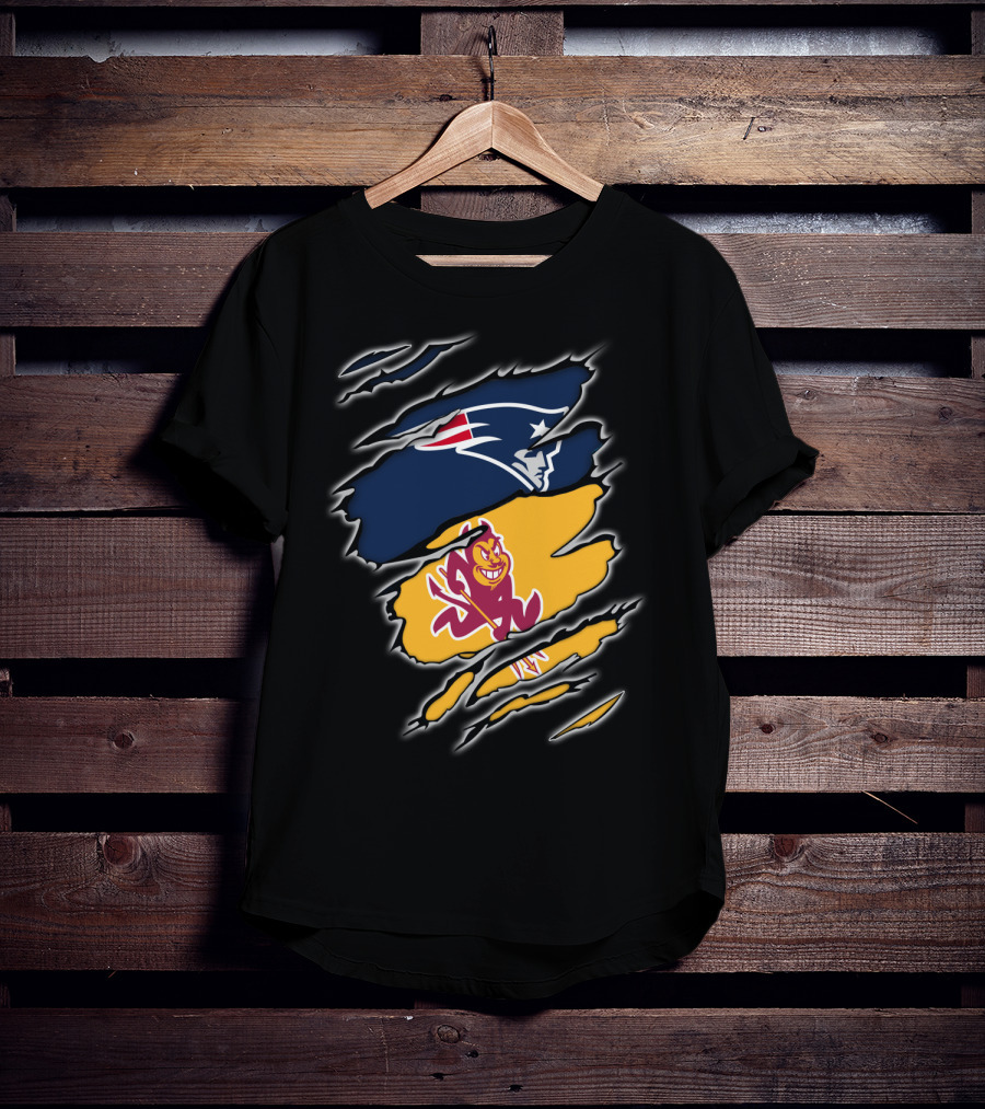 Patriots Logo And Arizona State University Sun Devils Split T-Shirt