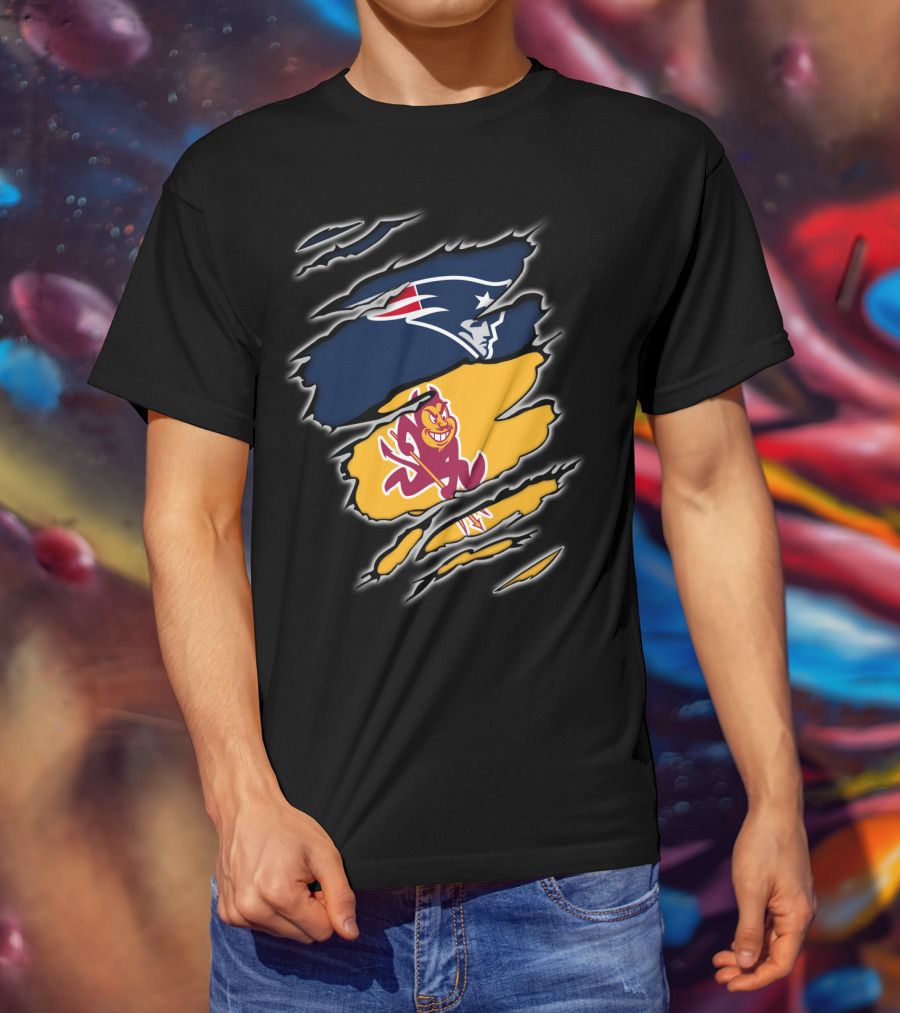 Patriots Logo And Arizona State University Sun Devils Split T-Shirt