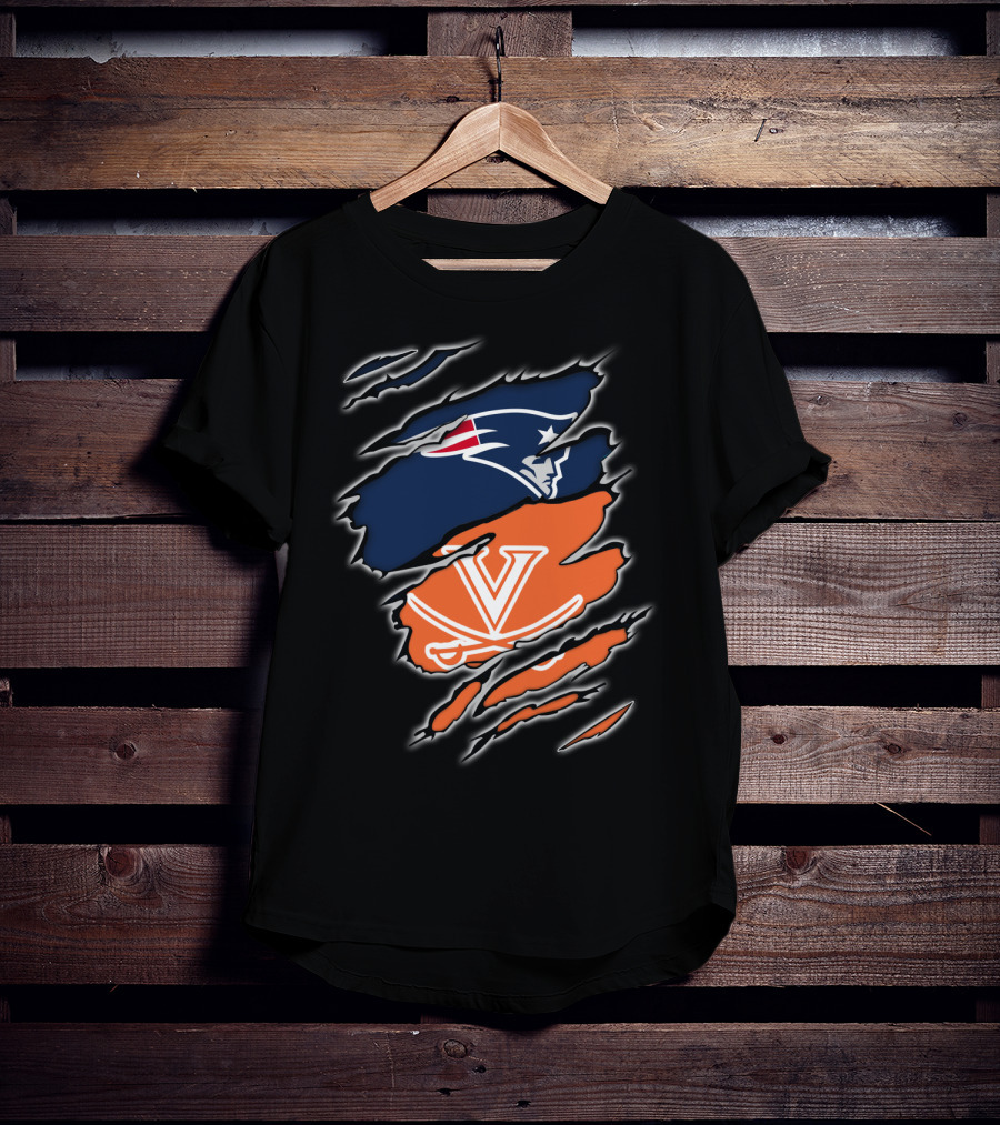 New England Patriots Virginia Cavaliers Crossover Fan T-Shirt
