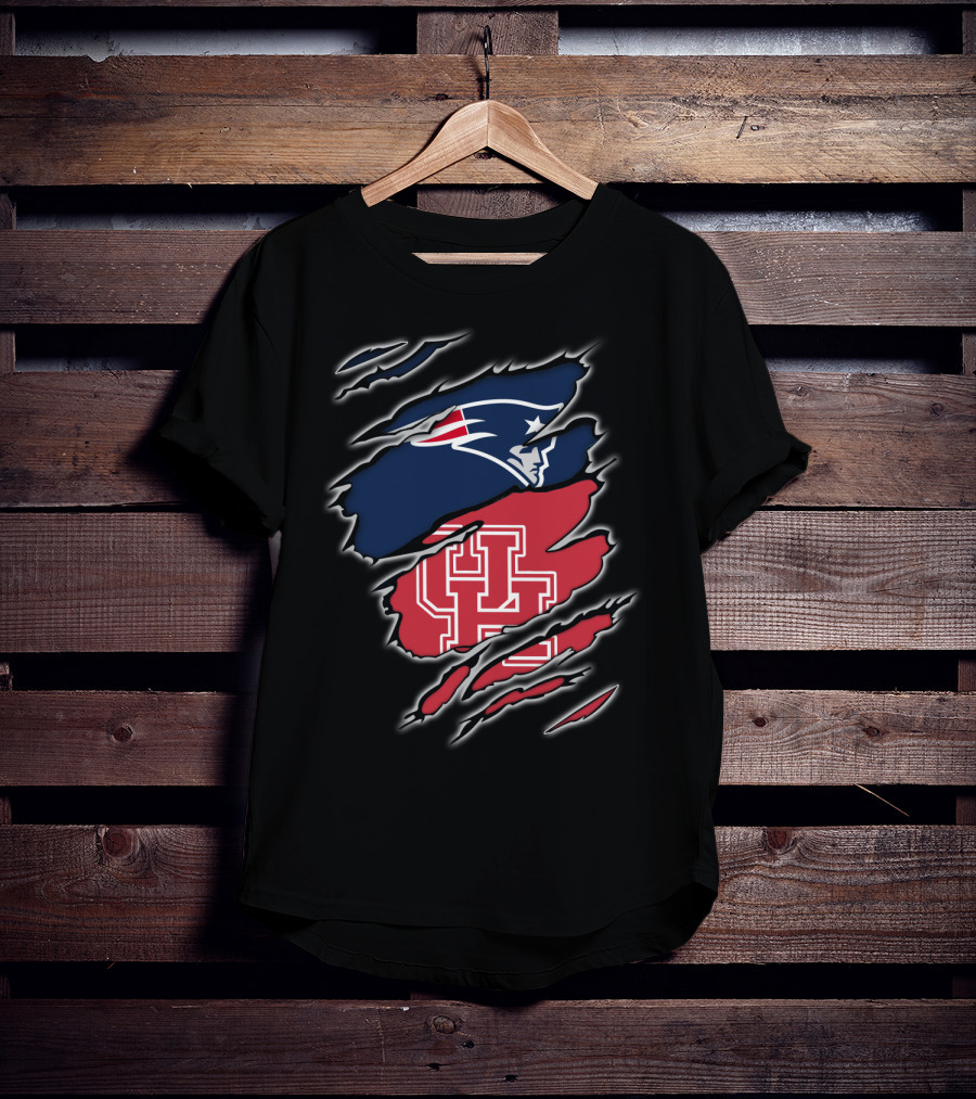 Patriots And Houston Cougars Logo Fusion T-Shirt