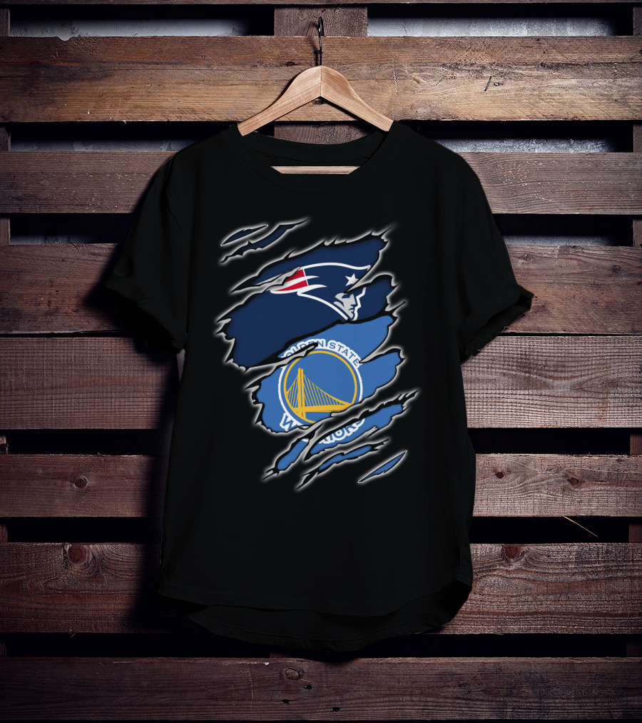 New England Patriots Golden State Warriors Fan Collaboration T-Shirt