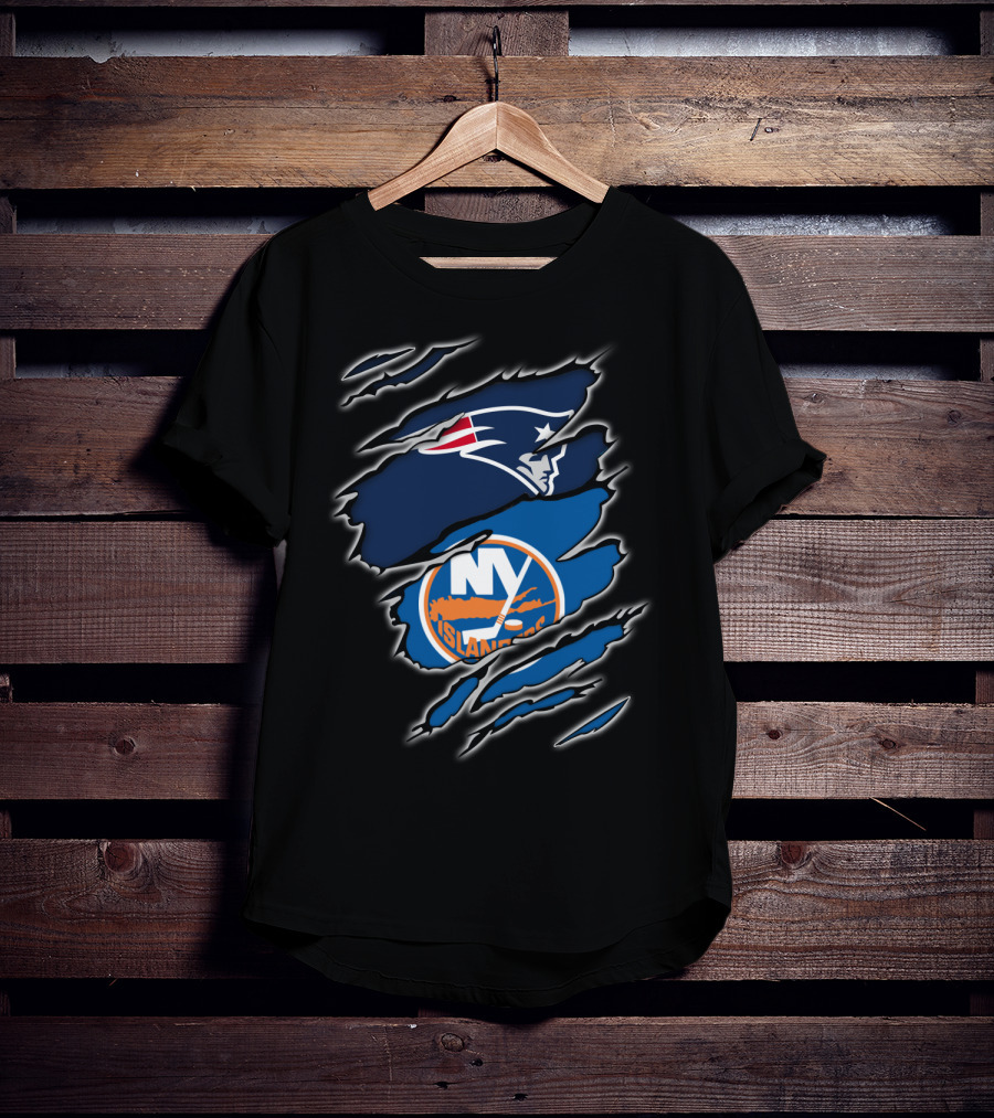 Patriots And NY Islanders Claw Slash T-Shirt