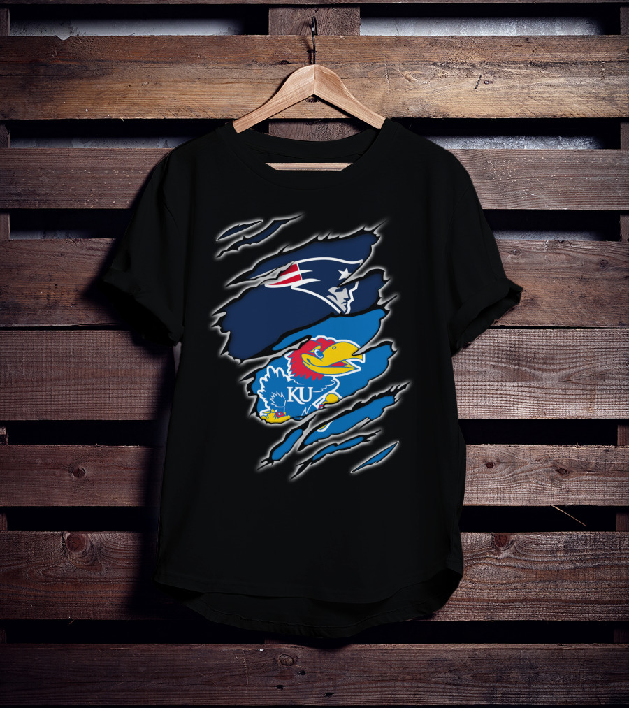 Patriots Jayhawk KU іn Τorn Rіp Ρeek Sensors T-Shirt