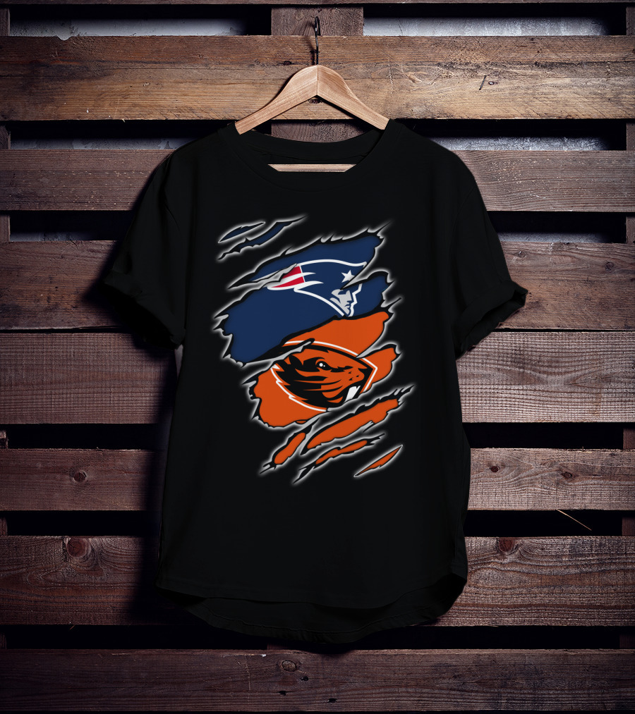 New England Patriots And Oregon State Beavers Logo Mashup T-Shirt