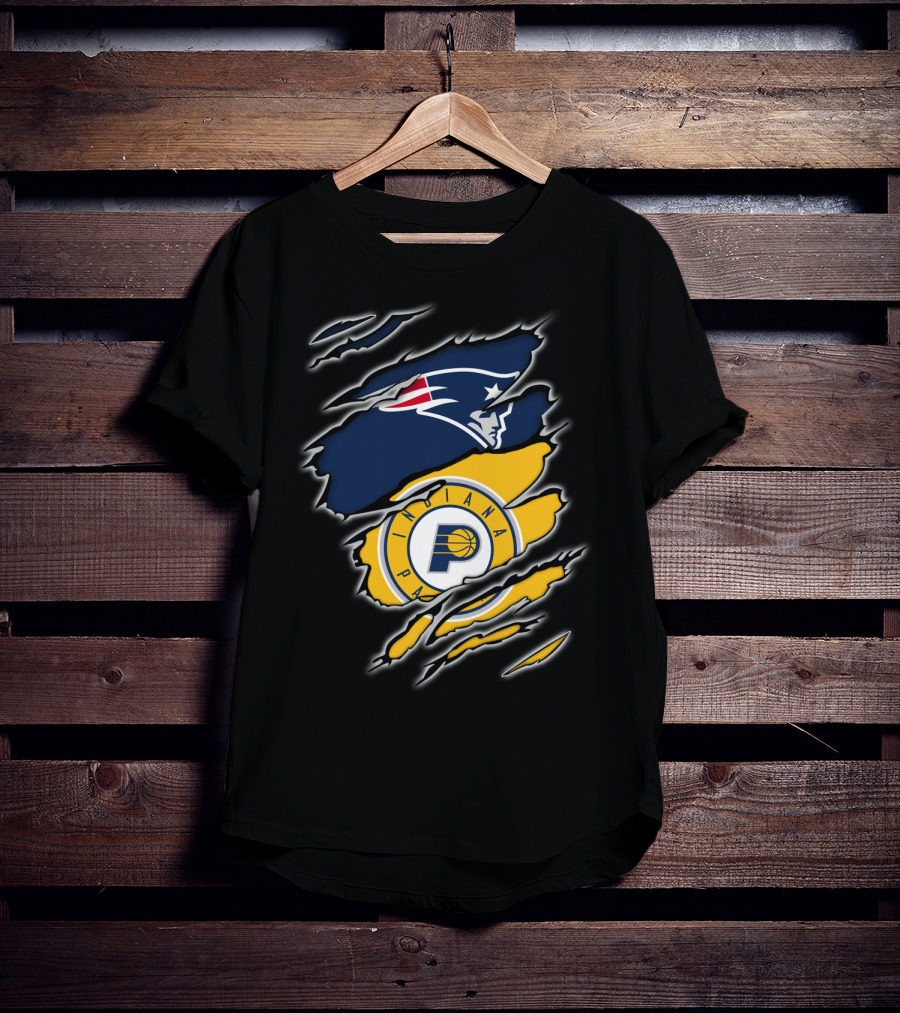 New England Patriots And Indiana Pacers Logos Combined T-Shirt