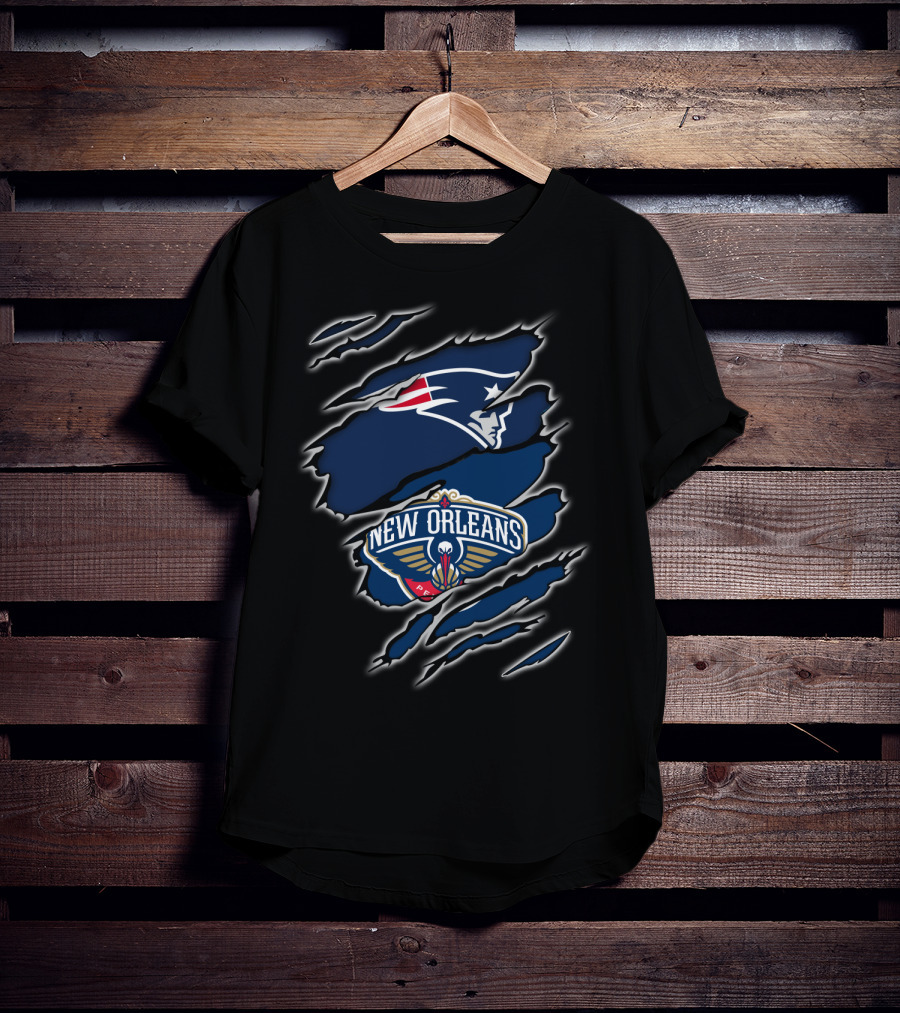 New England Patriots And New Orleans Pelicans Claw Marks T-Shirt