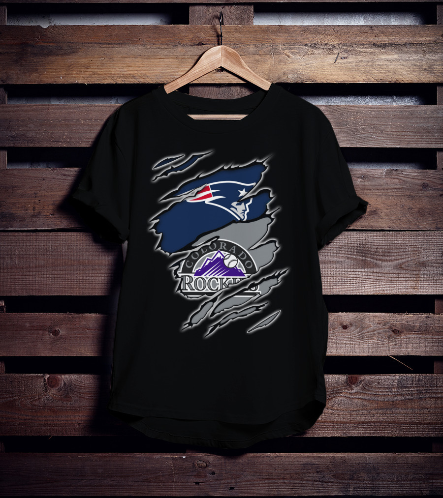 Patriots And Colorado Rockies Logo Mashup T-Shirt