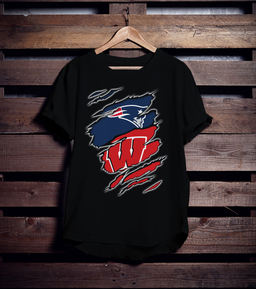 Patriots Wisconsin Badgers Logo Fusion T-Shirt