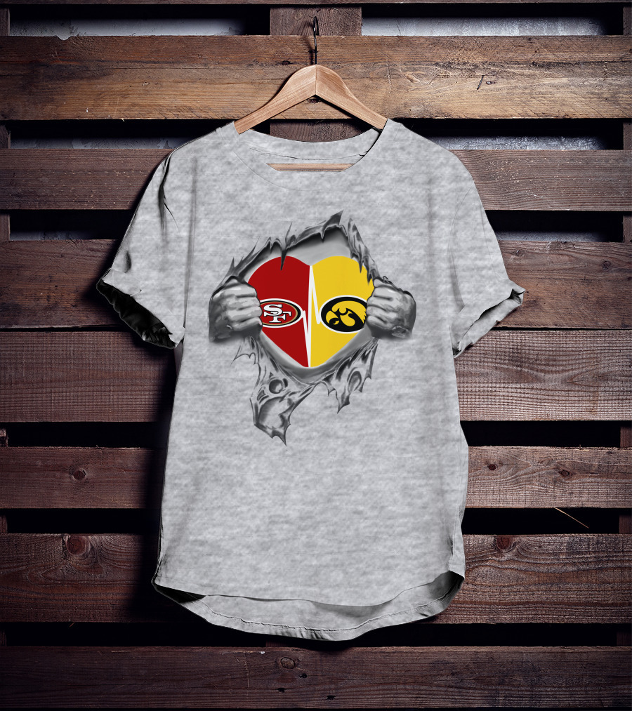 Iowa Hawkeyes San Francisco 49ers Heart T-Shirt
