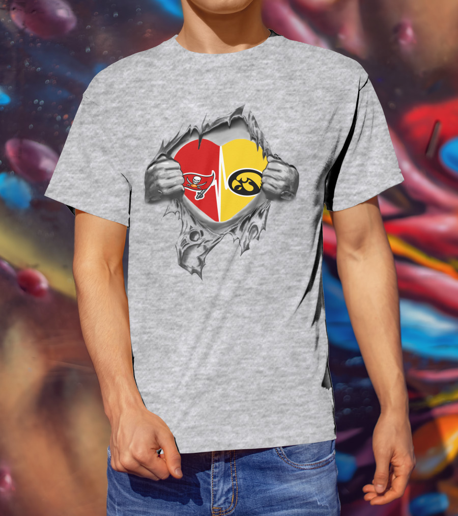 Hawkeyes Buccaneers Heart Passion Torn T-Shirt