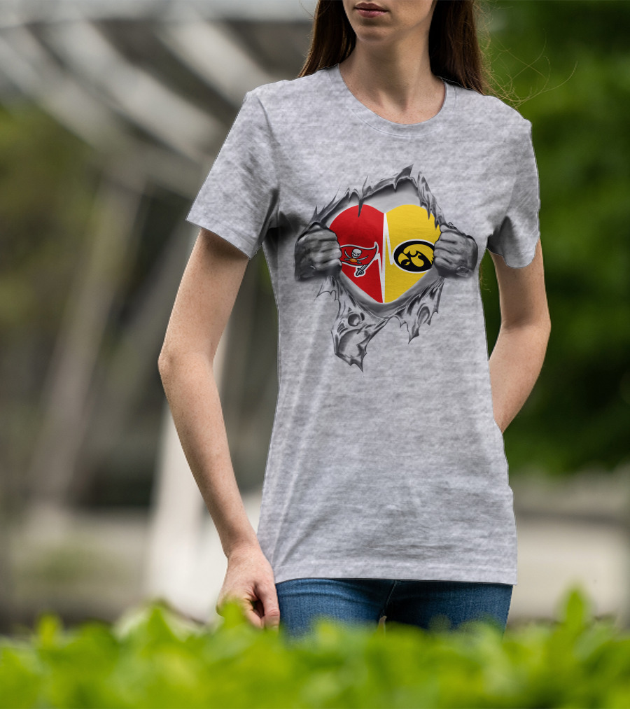 Hawkeyes Buccaneers Heart Passion Torn T-Shirt