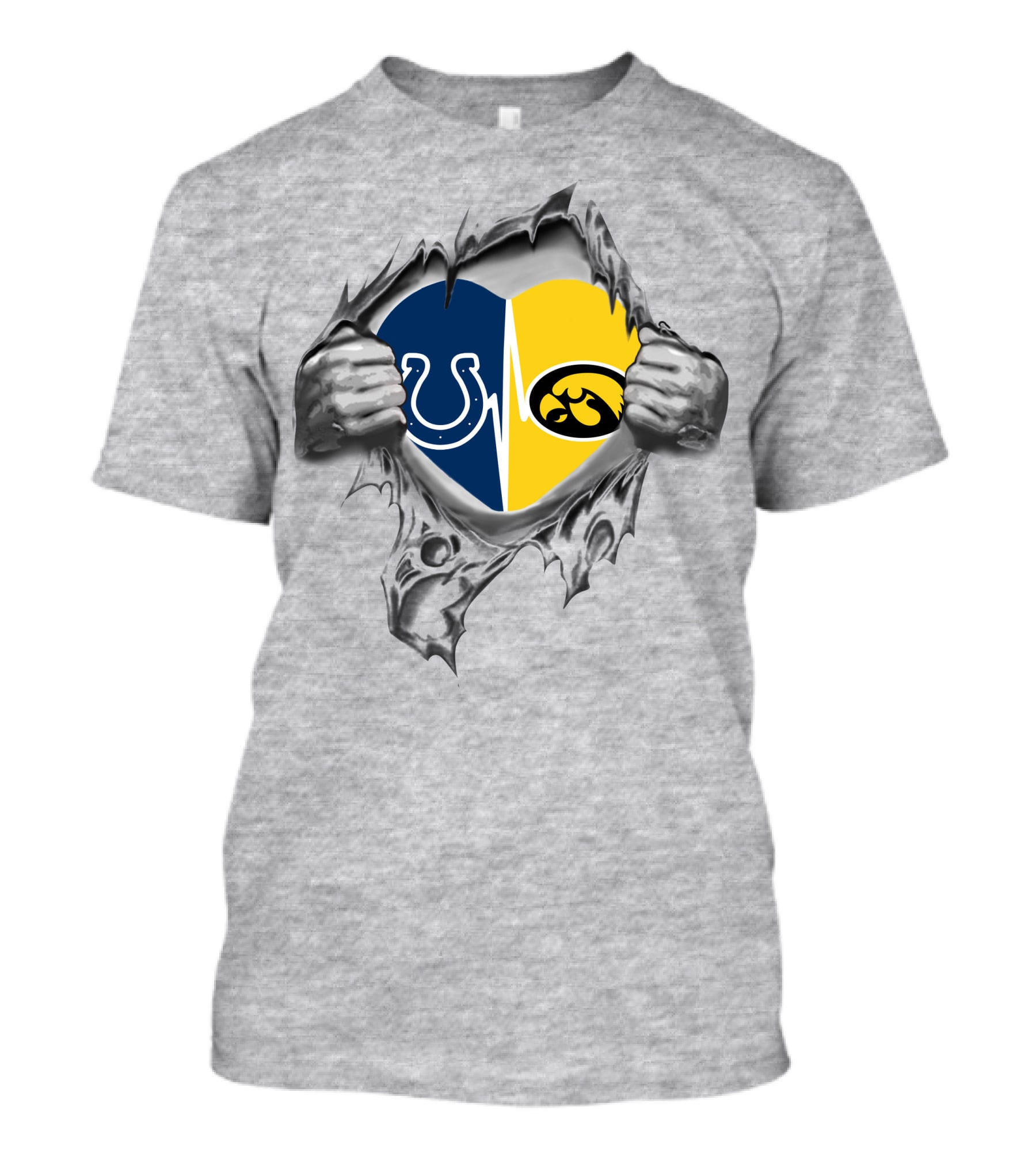 Hawkeyes Colts Heartbeat Torn Metal Logo Blend T-Shirt