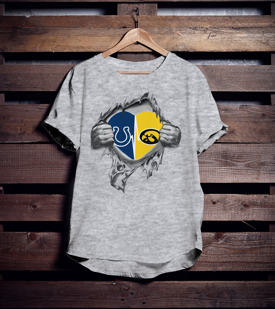 Hawkeyes Colts Heartbeat Torn Metal Logo Blend T-Shirt
