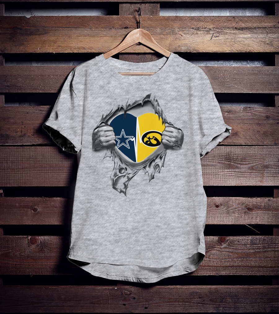 Dallas Cowboys Iowa Hawkeyes Heart T-Shirt