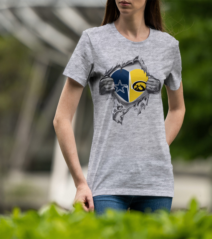 Dallas Cowboys Iowa Hawkeyes Heart T-Shirt