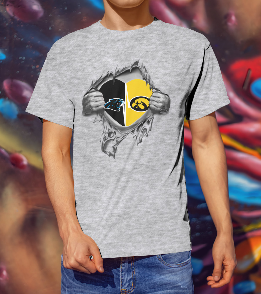 Hawkeyes Panthers Heart Inside Silver Claw Tear T-Shirt