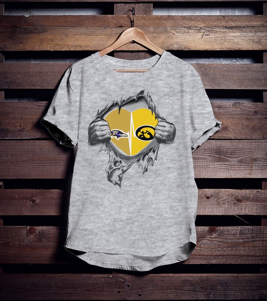 Hawkeyes Ravens Heartbeat Logo Fusion T-Shirt