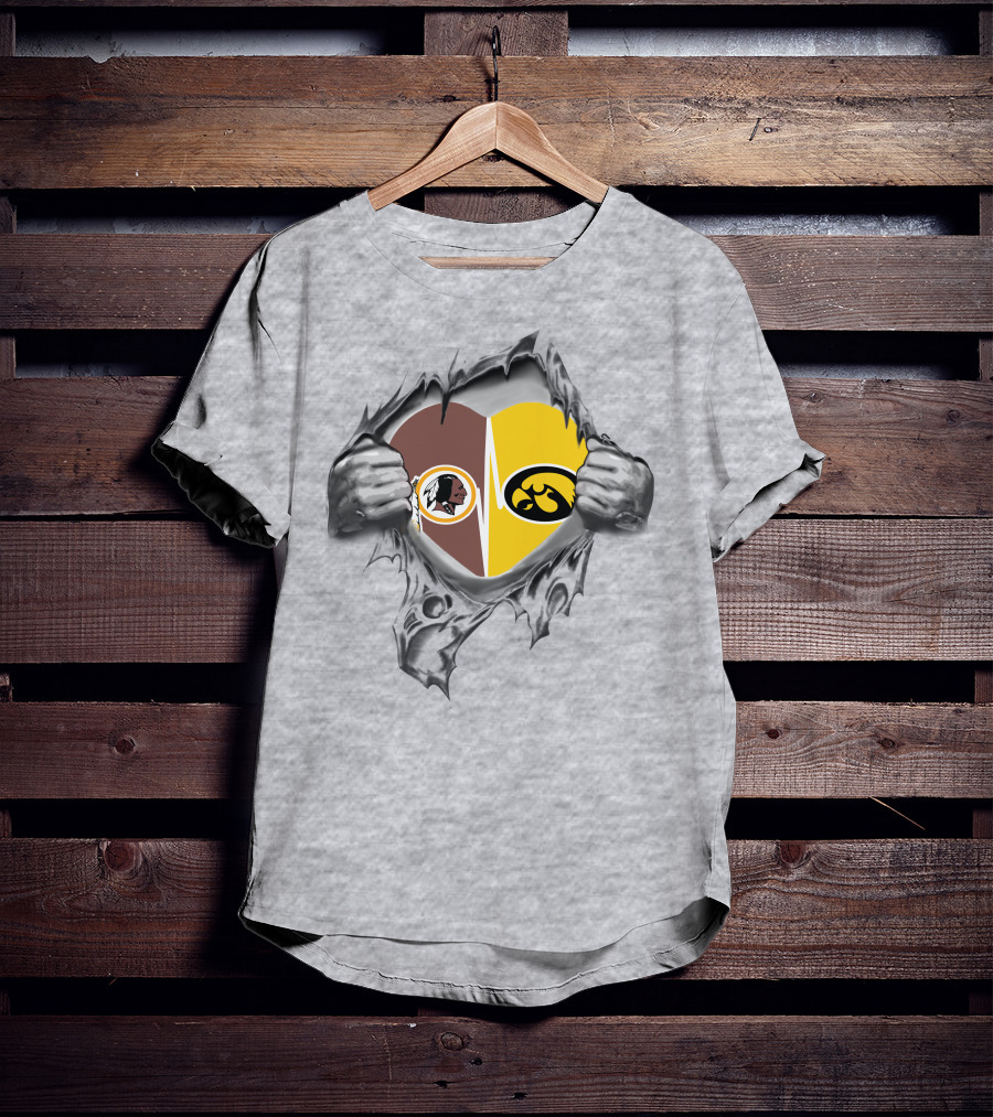 Hawkeyes Redskins Heart Inside Torn Ripped T-Shirt