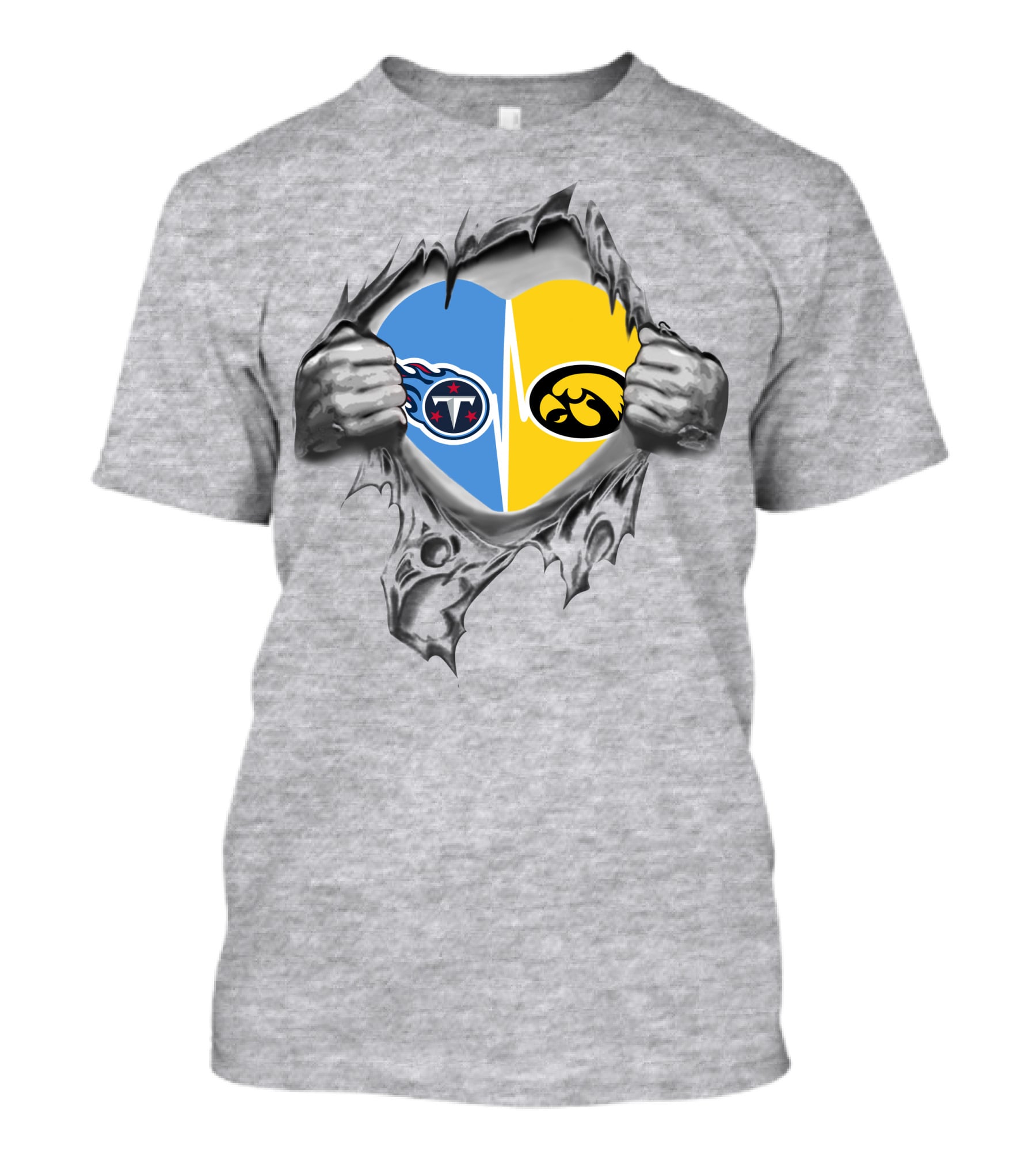 Tennessee Titans Iowa Hawkeyes Heart Fusion T-Shirt
