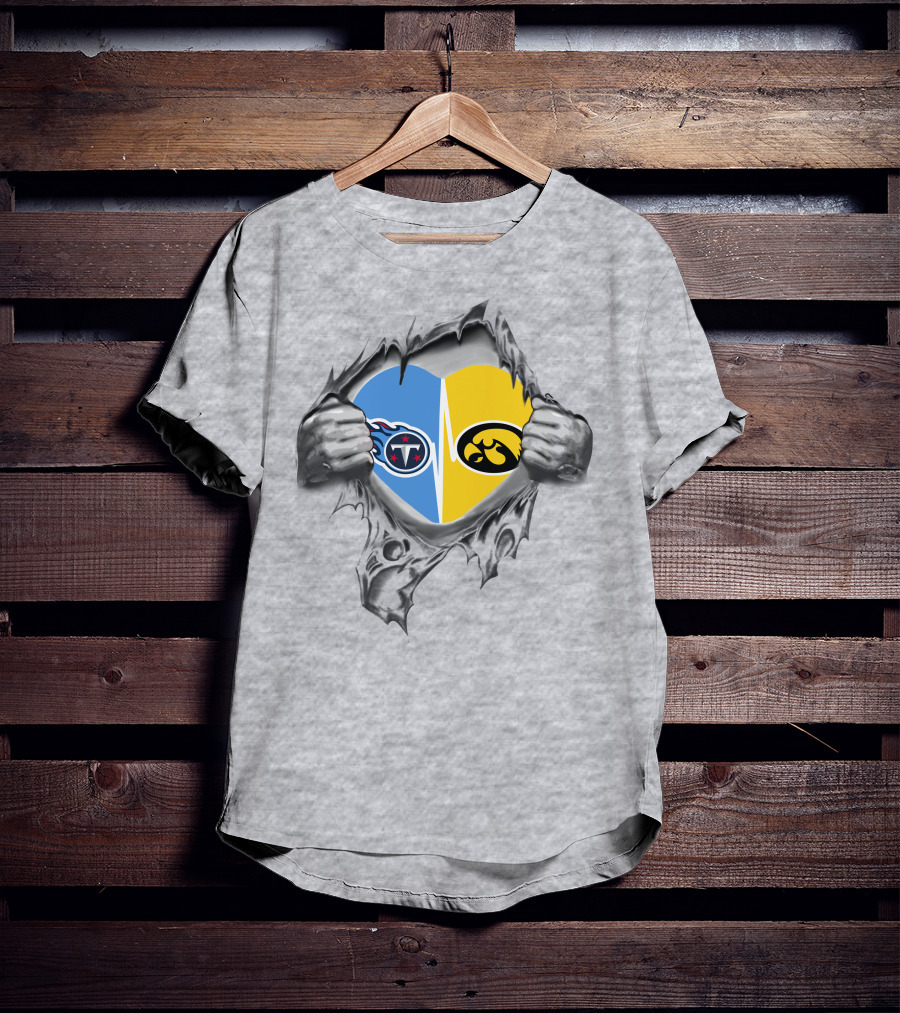 Tennessee Titans Iowa Hawkeyes Heart Fusion T-Shirt