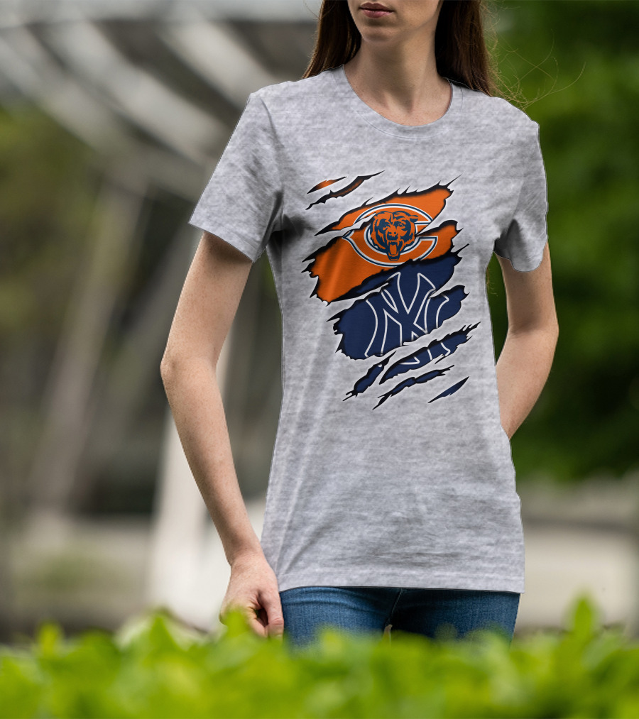 Bears Yankees Yankees Logos Combo T-Shirt