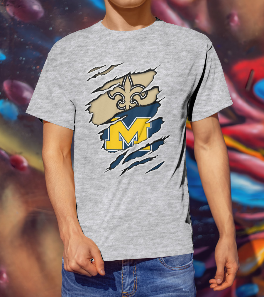 Michigan Saints Fleur-de-Lis Logo With Block M T-Shirt