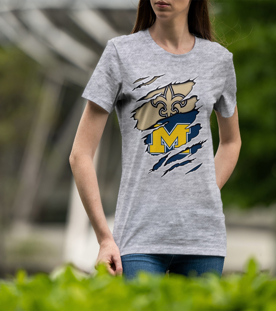 Michigan Saints Fleur-de-Lis Logo With Block M T-Shirt