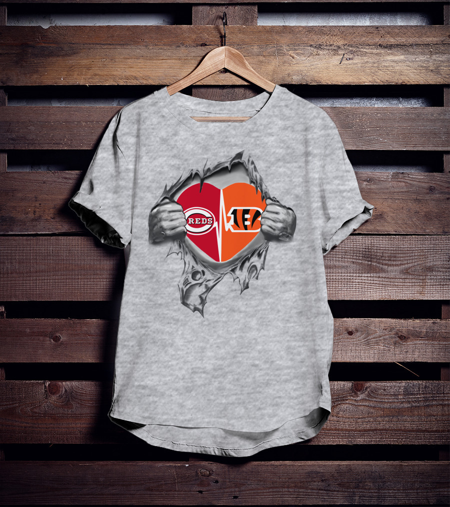 Bengals Reds Heartbeat Passion T-Shirt