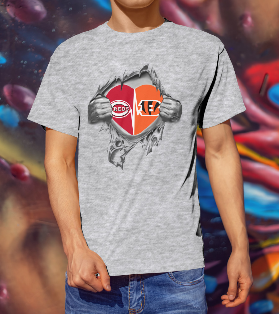 Bengals Reds Heartbeat Passion T-Shirt
