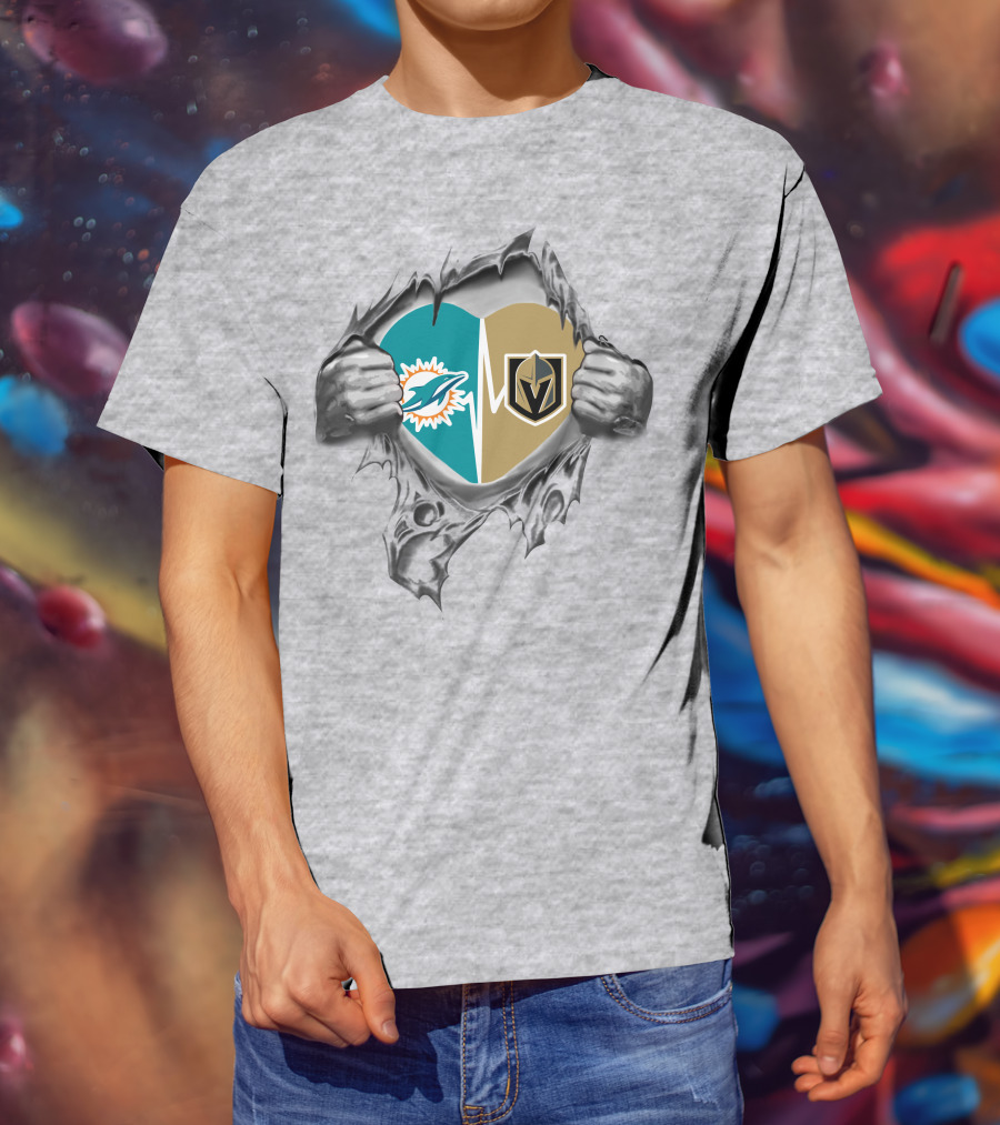Golden Knights And Dolphins Heartbeat Inside Me T-Shirt