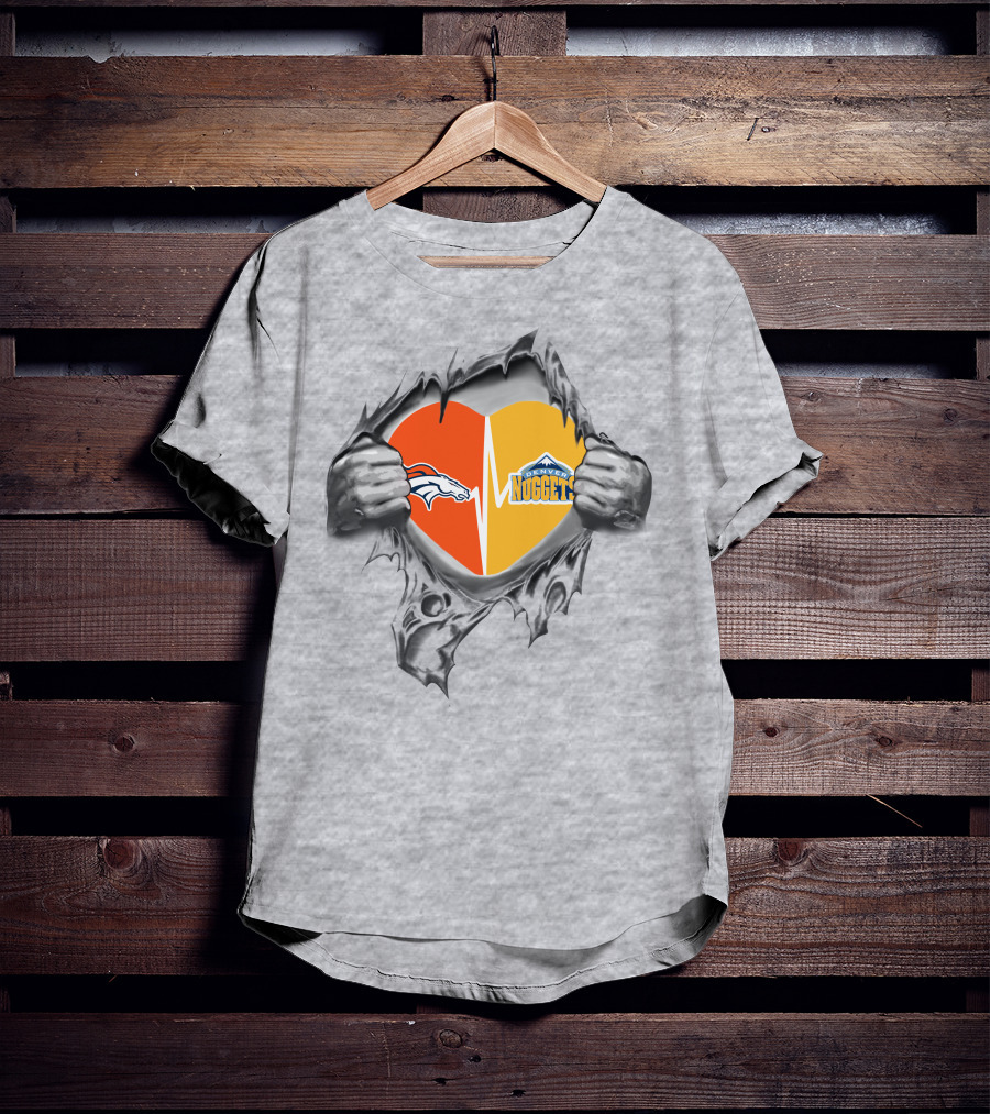 Denver Broncos Nuggets Heartbeat Loyalty T-Shirt