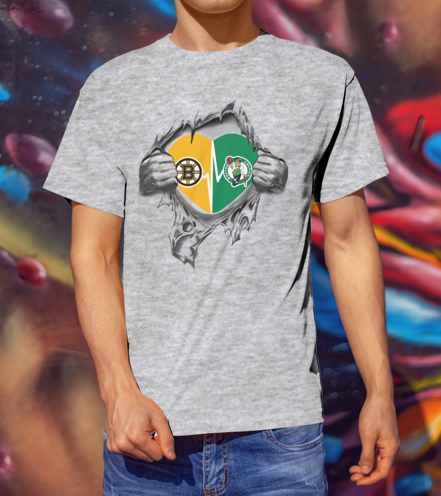 Bruins Celtics Heartfelt Loyalty With Logos And Symbols T-Shirt