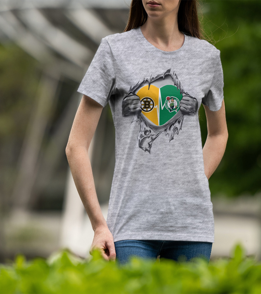 Bruins Celtics Heartfelt Loyalty With Logos And Symbols T-Shirt