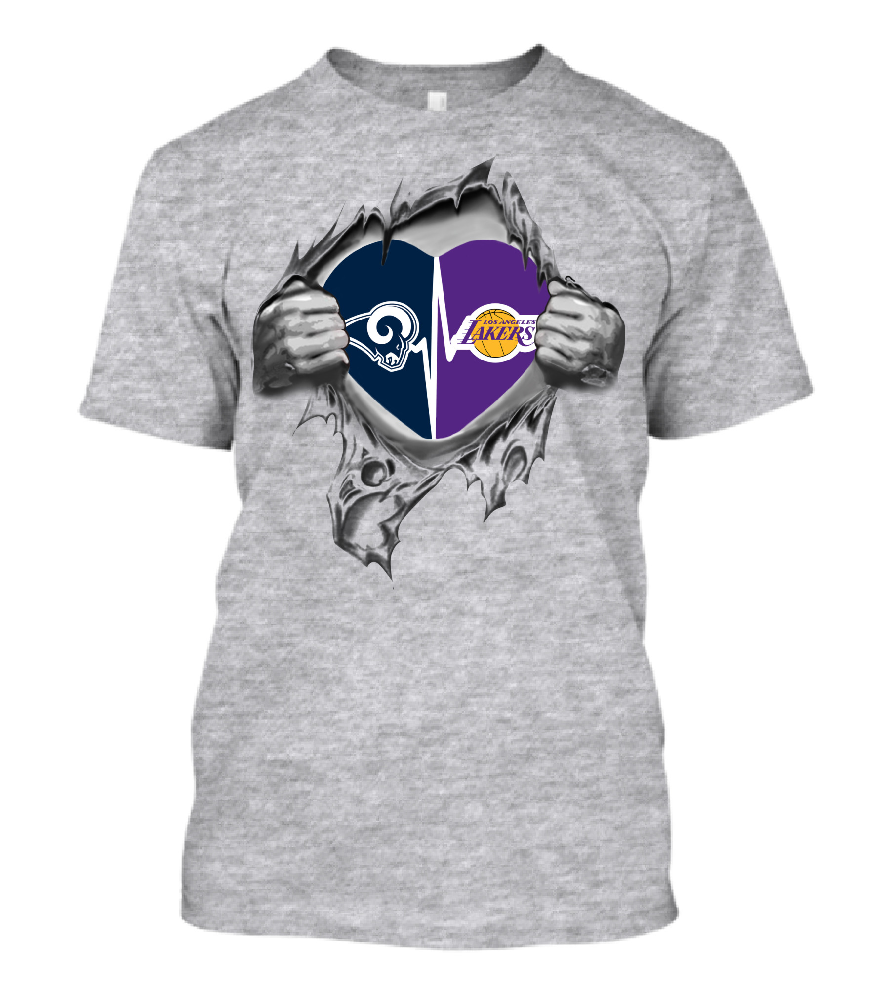 Los Angeles Rams Lakers Heart Logo Fan Loyalty T-Shirt