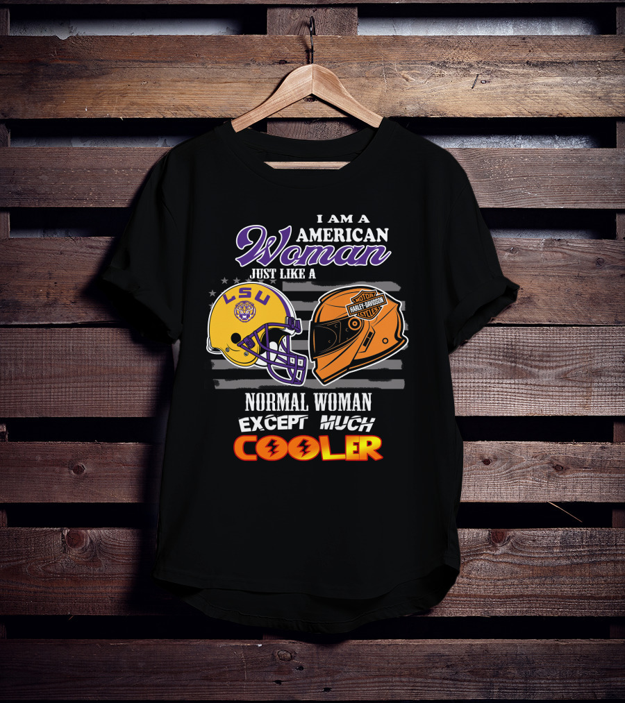 Lsu Tigers American Woman Harley Davidson Cooler Helmet T-Shirt