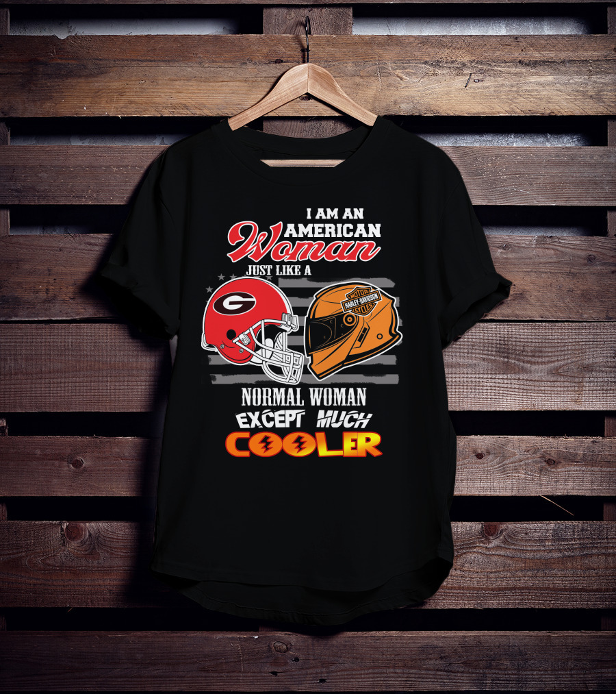 Georgia Bulldogs Harley Davidson American Woman Cooler Helmet T-Shirt