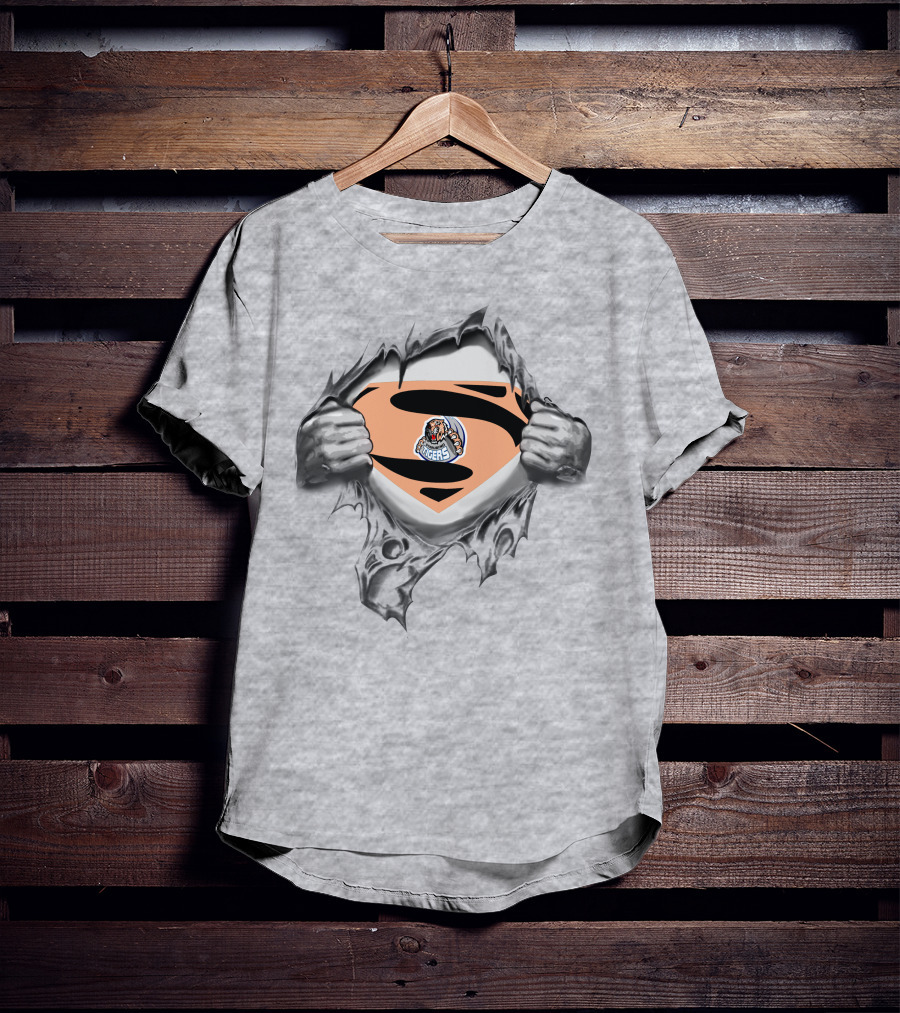 Straubing Tigers Superman Logo Tear Reveal T-Shirt