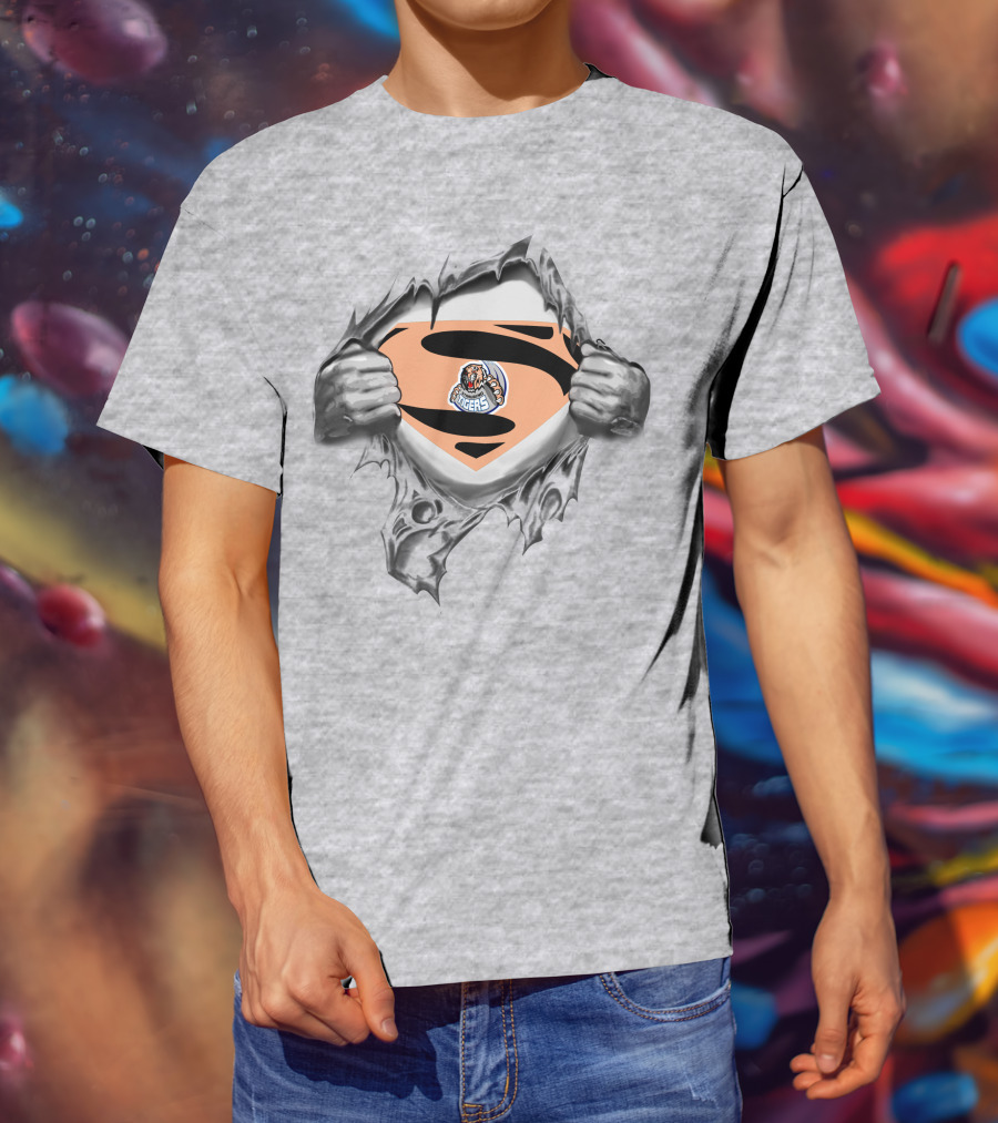 Straubing Tigers Superman Logo Tear Reveal T-Shirt